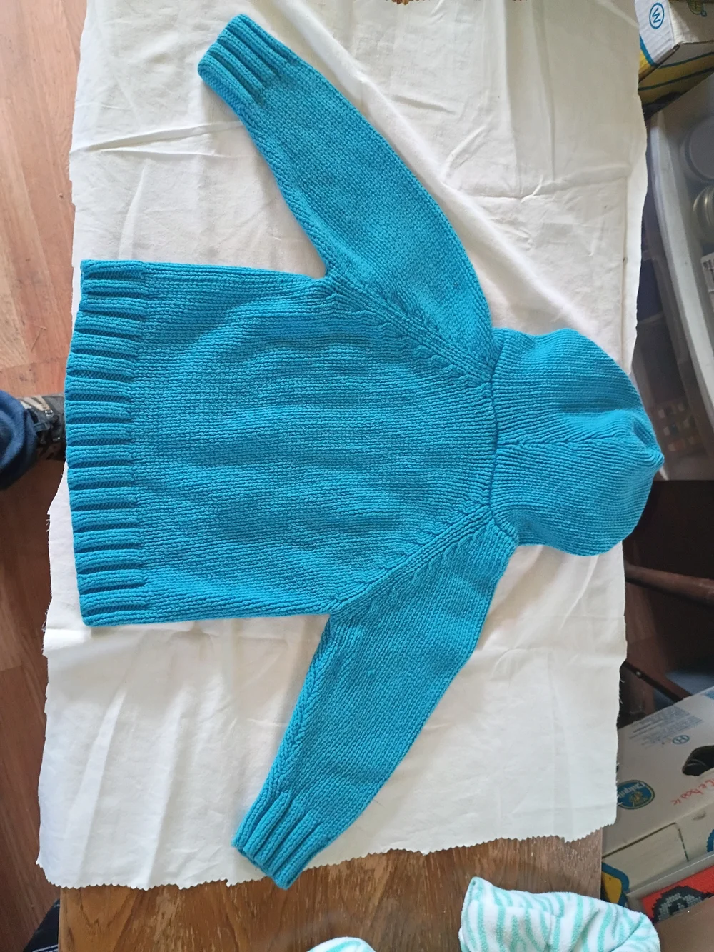 Turquoise Hooded Women’s Sweater with White Snowflake